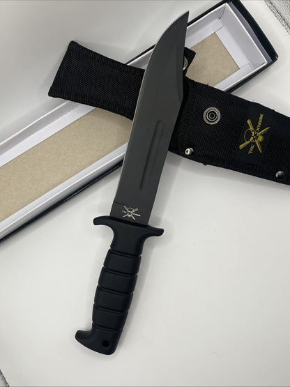 Dessert Bull 11.5” Fixed Blade W/Blood Groove Black Plastic Handle
