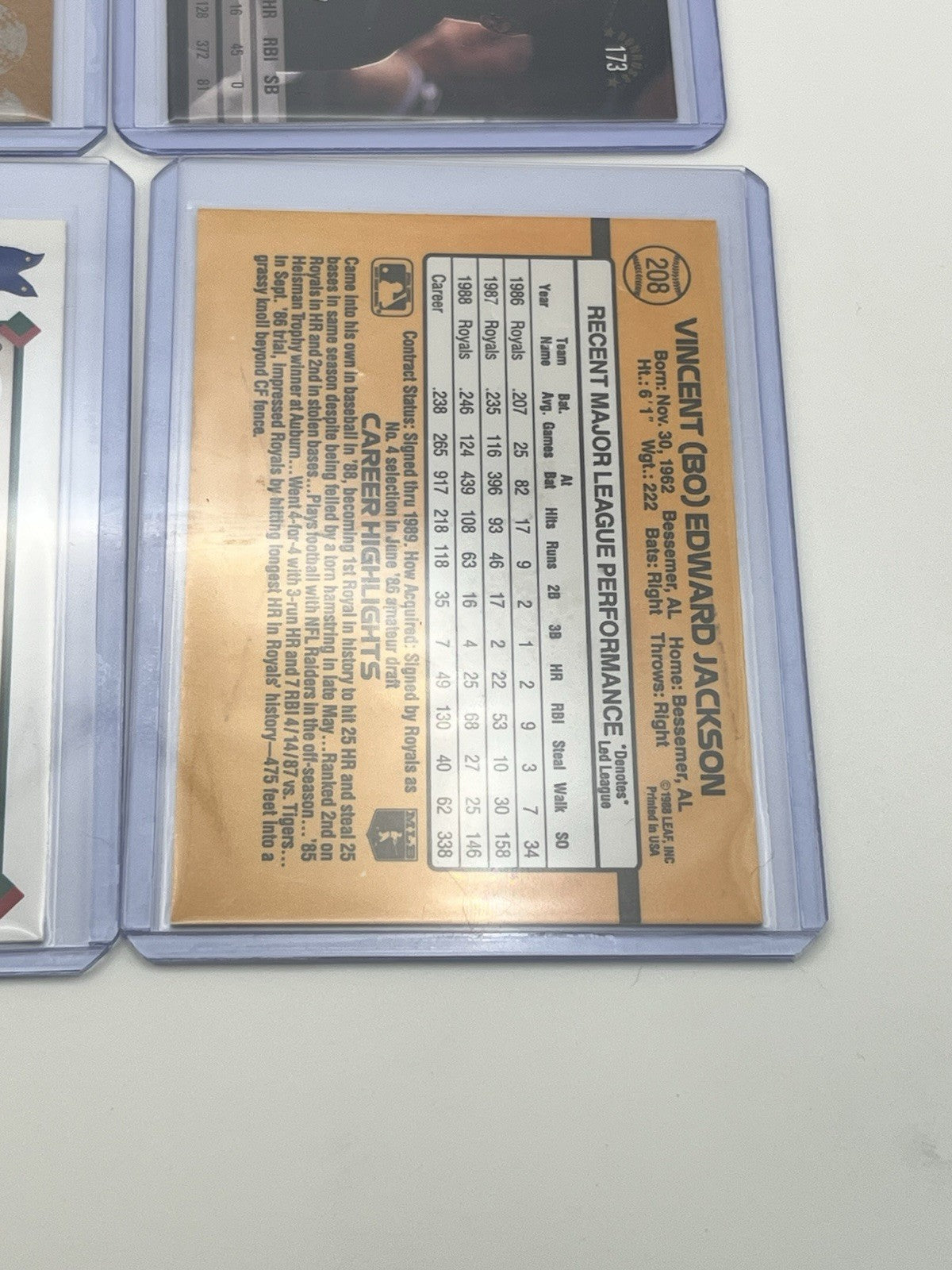 Bo Jackson Baseball Card Lot (10)