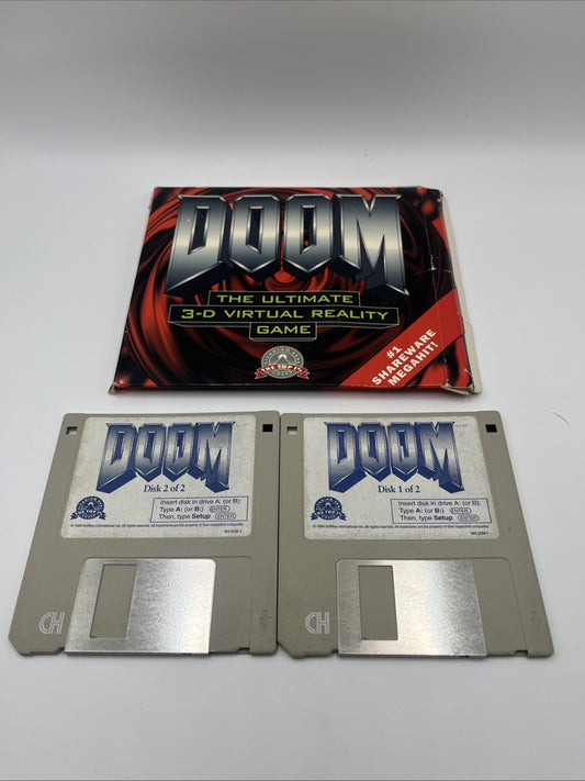 1994 Doom Ultimate 3D Virtual Reality Game Shareware (2) 3.5 Floppy Disks