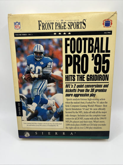 Front Page Sports NFL Football Pro 95 Big Box PC Game MS-DOS FloppyBarry Sanders