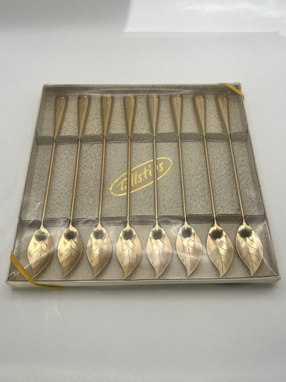 set of vintage gold-tone "Tallstirs" iced tea spoons