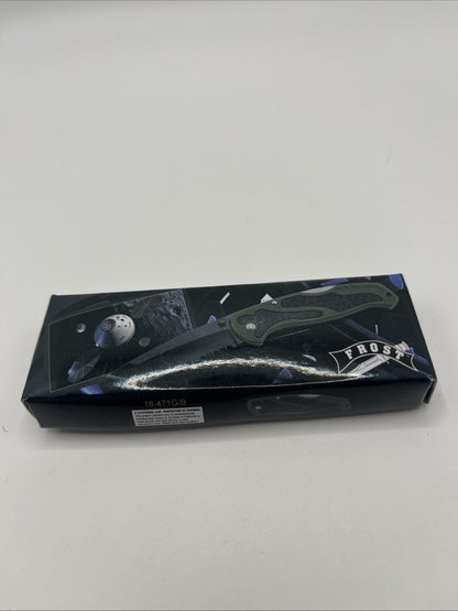 (11ct) Frost 18-471G/B 18471G/B 18471GB Tactical Folding Knife ~ Green & Black