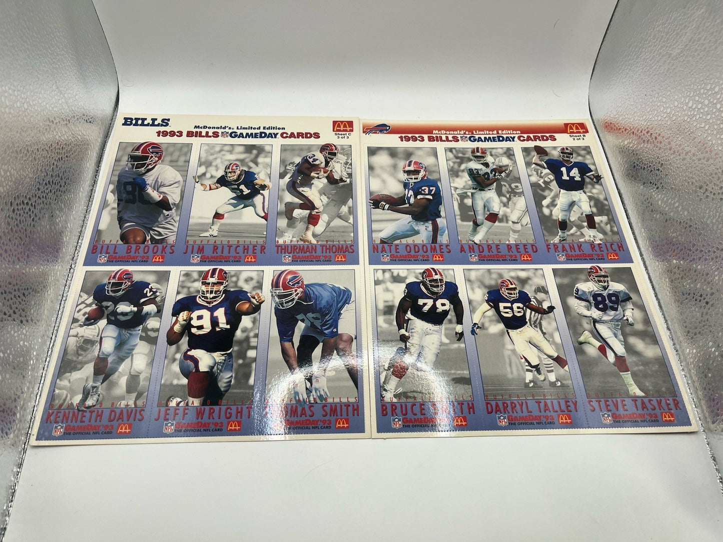 1993 McDonald's NFL Limited Edition GameDay Collector Cards Full Set All 3Sheets