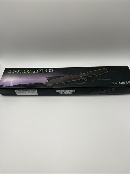 Spear Head 18-462B 11.5” Fixed Blade Black Blade W/Blood Groove And Saw