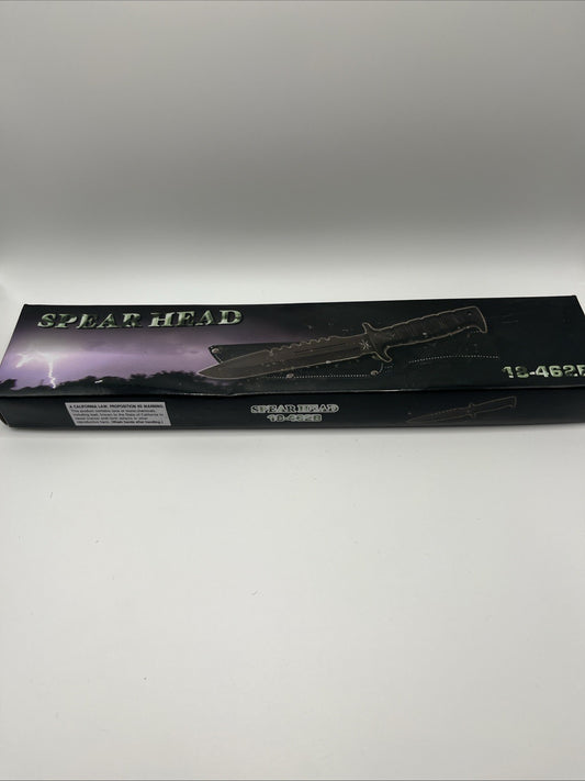 Spear Head 18-462B 11.5” Fixed Blade Black Blade W/Blood Groove And Saw