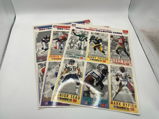 1993 McDonald's NFL Limited Edition GameDay Collector Cards Full Set All 3Sheets