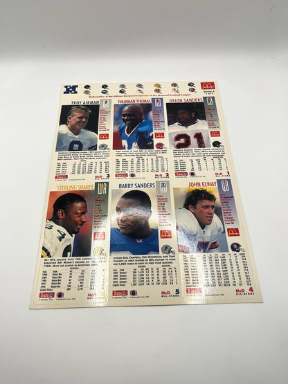 1993 McDonald's NFL Limited Edition GameDay Collector Cards Full Set All 3Sheets