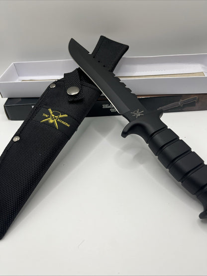 Black Eagle 18-459B Knife Frost USA Rambo Knife Black Blade With Nylon Sheath