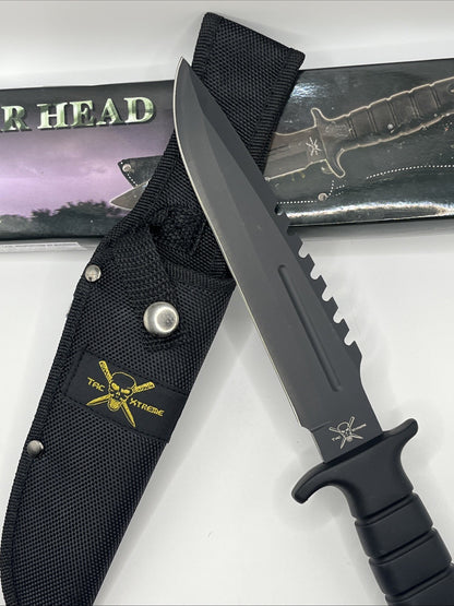 Spear Head 18-462B 11.5” Fixed Blade Black Blade W/Blood Groove And Saw