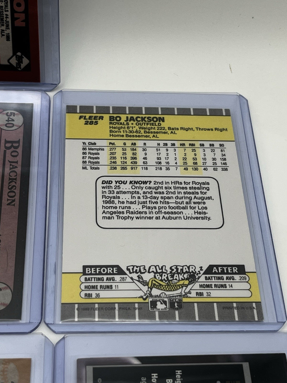 Bo Jackson Baseball Card Lot (10)