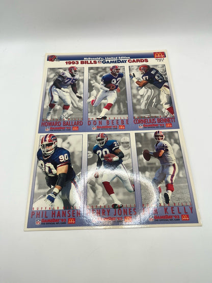 1993 McDonald's NFL Limited Edition GameDay Collector Cards Full Set All 3Sheets