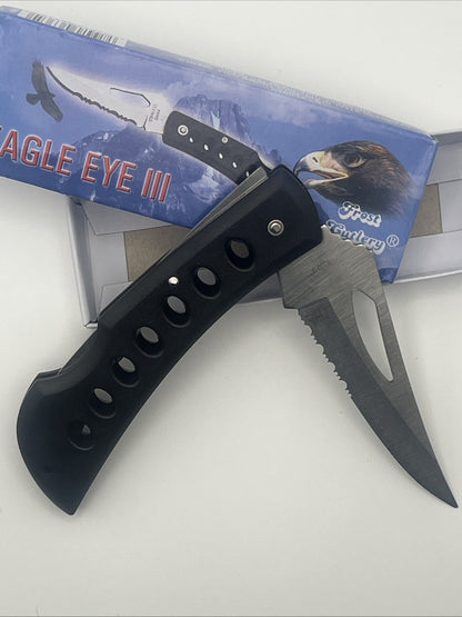 Pocket Knife Lock Back 5" New Eagle Eye III Half Serrated Frost Cutlery 15-109B