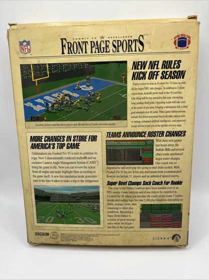 Front Page Sports NFL Football Pro 95 Big Box PC Game MS-DOS FloppyBarry Sanders