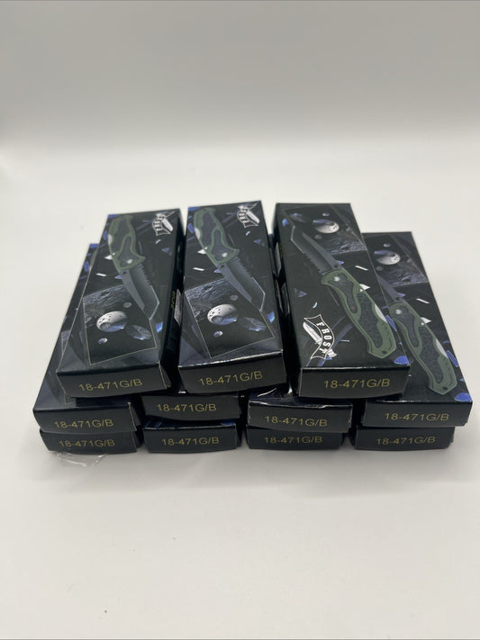 (11ct) Frost 18-471G/B 18471G/B 18471GB Tactical Folding Knife ~ Green & Black