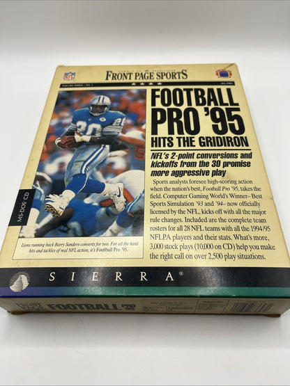 Front Page Sports NFL Football Pro 95 Big Box PC Game MS-DOS FloppyBarry Sanders