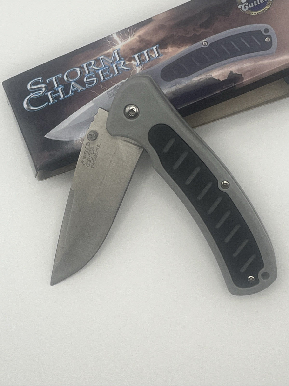 Frost Cutlery Strom Chaser III Black Gray Nylon Folding Knife Pocket Folder