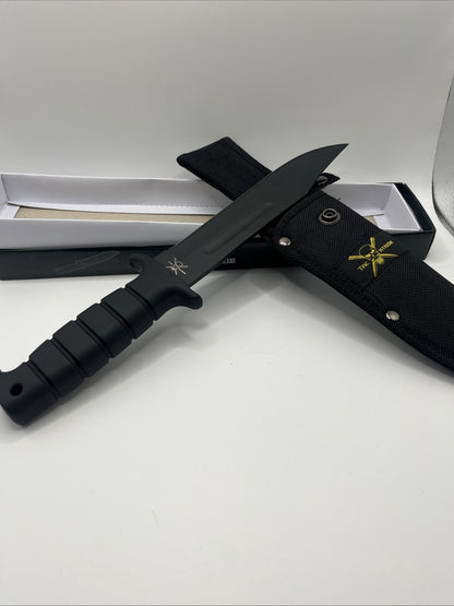 Dessert Bull 11.5” Fixed Blade W/Blood Groove Black Plastic Handle