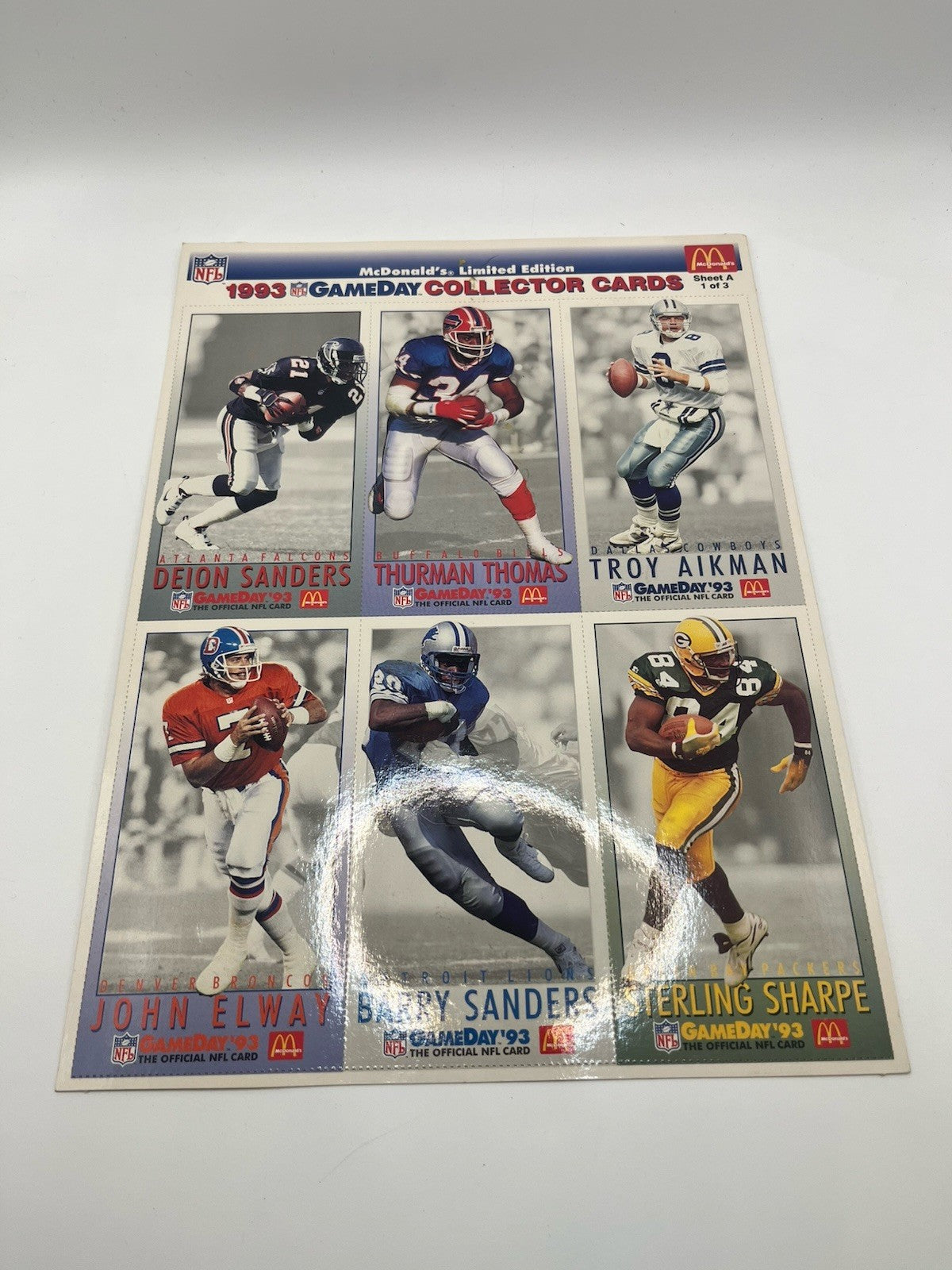 1993 McDonald's NFL Limited Edition GameDay Collector Cards Full Set All 3Sheets