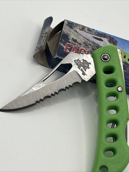 Frost Cutlery 3" Mini EAGLE EYE Green Pocket Lockback KNIFE.