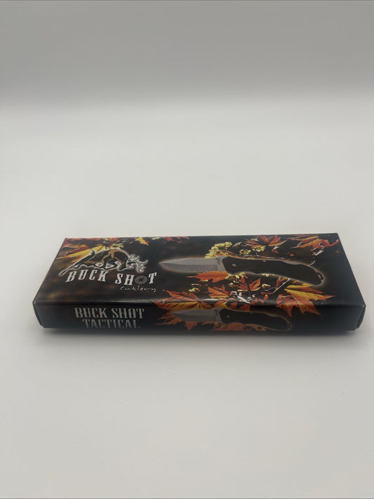 Buck Shot Cutlery Tactical Mustang Trapper Folding Knife New in Box #18-285B