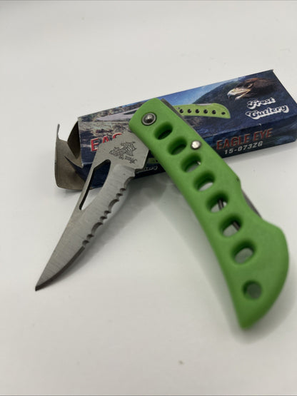Frost Cutlery 3" Mini EAGLE EYE Green Pocket Lockback KNIFE.