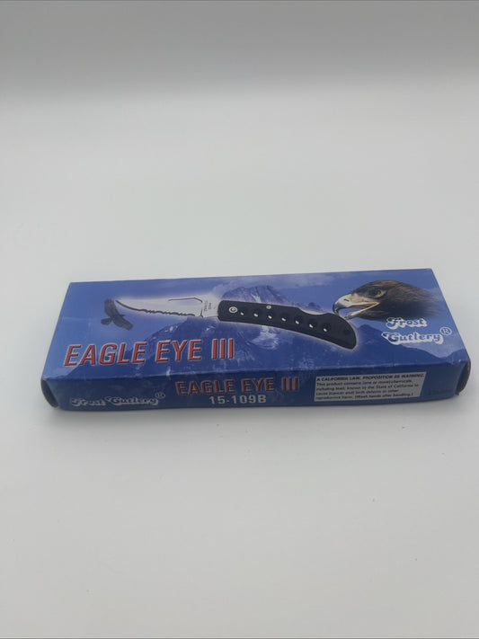Pocket Knife Lock Back 5" New Eagle Eye III Half Serrated Frost Cutlery 15-109B