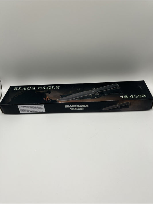 Black Eagle 18-459B Knife Frost USA Rambo Knife Black Blade With Nylon Sheath