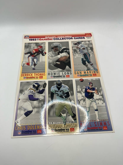 1993 McDonald's NFL Limited Edition GameDay Collector Cards Full Set All 3Sheets