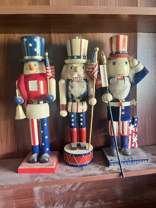 Nutcracker Christmas Decorations, USA/America Themed 3ct