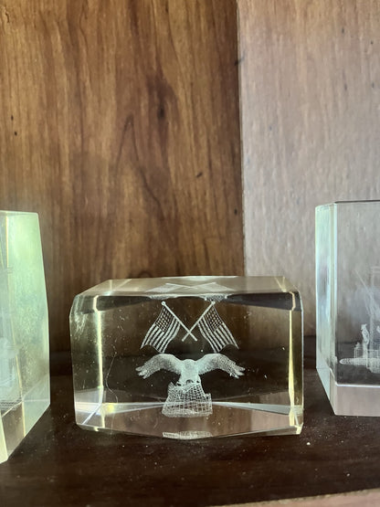 American / USA Glass Paperweights, 3ct